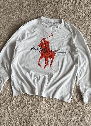 Чоловічий лонгслів кофта polo ralph lauren з великим лого оригінал