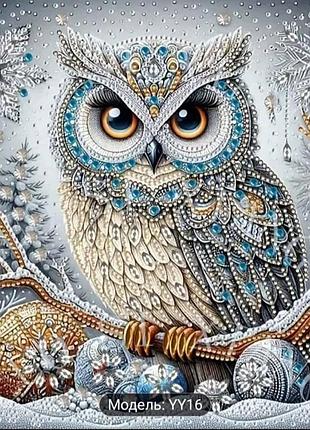 Алмазная мозаика "зимняя сова" 30×30 см 🦉❄️