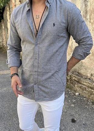 Стильна сіра меланжева сорочка ralph lauren polo