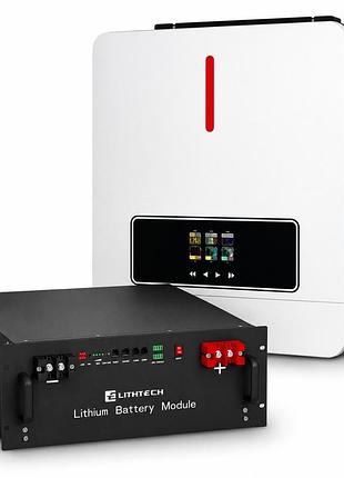6,2 квт lifepo4 комплект резервного живлення: гібридний інвертор daxtromn agh-6.2kw-pro + 51.2v 100ah lithtech акумулятор