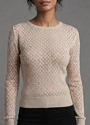 Бежевая кофта джемпер сетка легкая кофточка xs s m zara