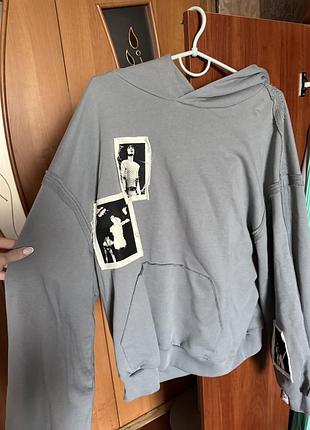 Dnlvrsonly patched oversized hoodiе,худі сіре