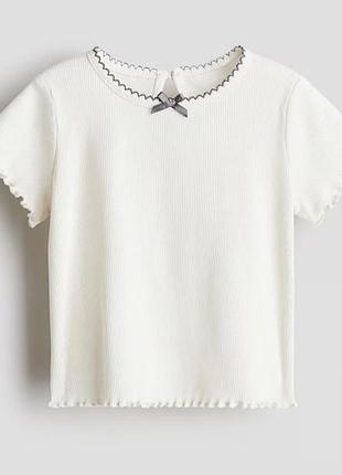 Футболка в рубчик h&m рожева, молочна 92,98,104