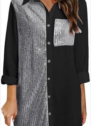 Плаття -сорочка на гудзиках чорне великого розміру shein curve 4xl