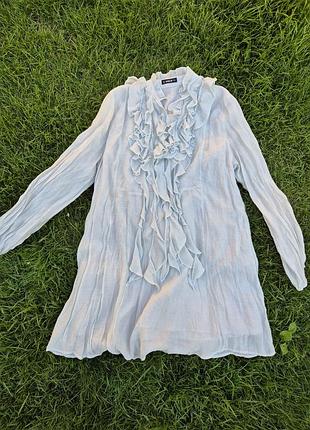 Невесомое платье-туника sheilay 3xl с рюшами, нежно-голубое