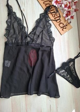 Пеньюар з трусиками hunkemoller hd chiffon deep candanc m комбінація