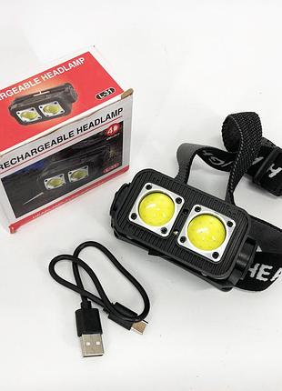 Налобный светодиодный фонарь с датчиком движения и usb зарядкой