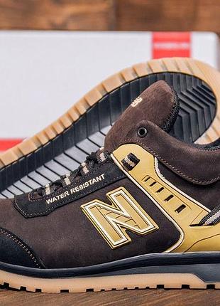 Чоловічі зимові шкіряні черевики nb classic brown, чоловічі теплі коричневі черевики, зимові черевики для чоловіків 45, 30