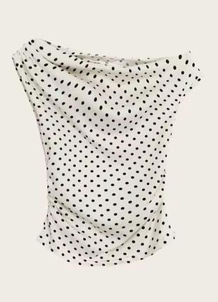 Білий топ у горошок polka dot
