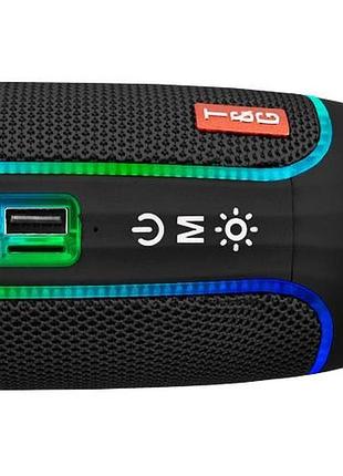 Портативна колонка bluetooth з led підсвічуванням tg288, акумуляторна колонка для музики. колір: чорний