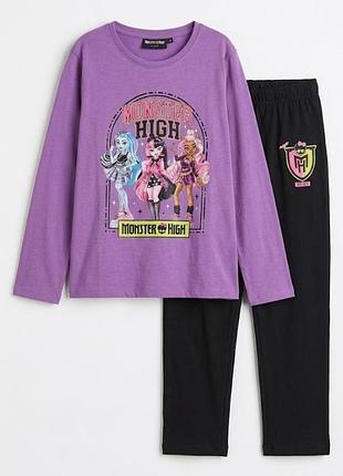 Пижама для девочки kaufland monster high хлопковая bs001330, размер 134-140