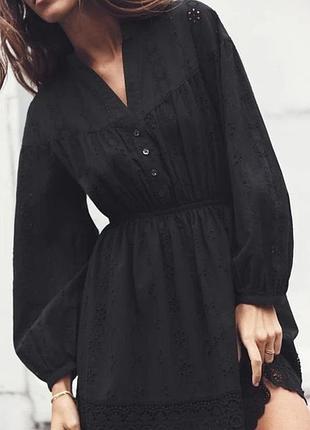 Коротка сукня з прорізною вишивкою zara 8351/230 xl чорна (08351230800xl)