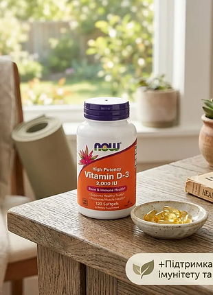 Вітамін d3 now foods, 2000 мо (50 мкг), 120 капсул | для імунітету та міцних кісток
