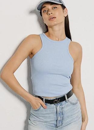 Світло-блакитна майка в рубчик від h&m