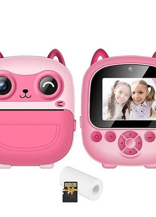 Детский фотоаппарат моментальной печати print camera s5 pink + карта памяти