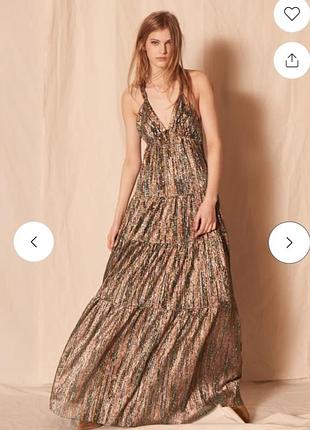 Розкішне вечірнє максіплаття ba&amp;sh (salsa tiered metallic maxi dress)
