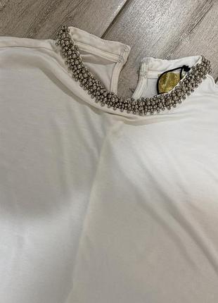 Футболка з бусинками біла нова h&m 36/4