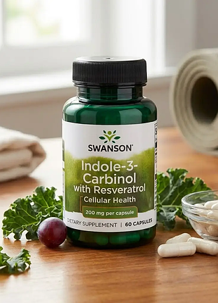 Індол-3-карбінол з ресвератролом swanson indole-3-carbinol 200 мг 60 капсул (сша) — жіноче здоров'я