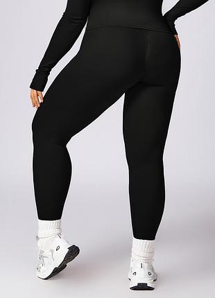 Лосины спортивные plus size push up эффектом леггинсы высокая посадка однотонные черные 90669 эластичные для тренировок спорт