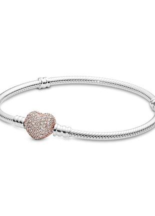 Браслет pandora із застібкою-серцем із паве 586292cz 18