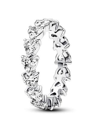 Кольцо pandora "ряд сердец" 193103c01 56