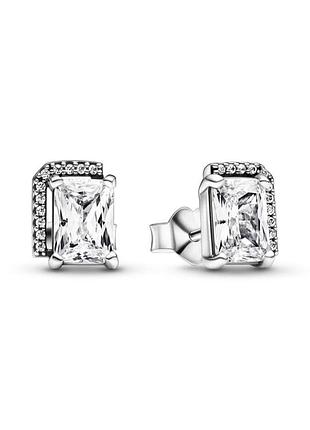 Сережки pandora "блискучий прямокутник з ореолом" 292380c01
