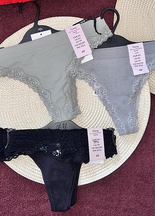 Жіночі трусики котонові з мереживом кольору h&m розмір:  ✅xs