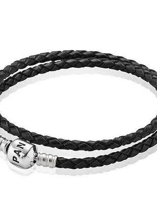 Подвійний браслет pandora чорного кольору 590705cbk 19