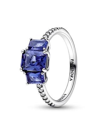 Каблучка pandora "три синіх прямокутники" 192389c01 58