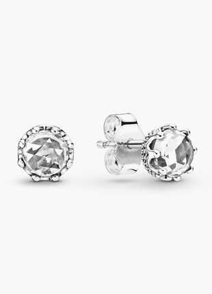 Серебряные серьги pandora clear sparkling crown (арт. 298311cz)