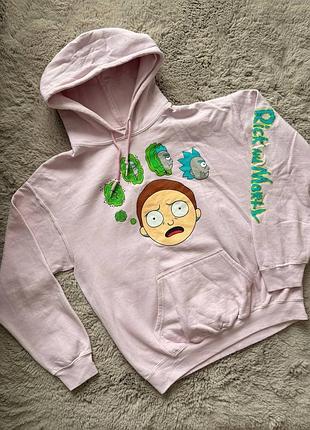 Жіноче оверсайз-худі bershka «rick and morty» (колір: ніжно-рожевий, розмір: m)