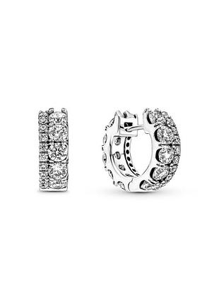 Серьги pandora "двойная линия с паве" 290058c01