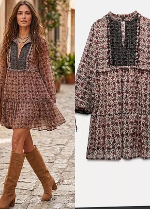 Сукня жіноча zara стильна літня сукня в принт хл