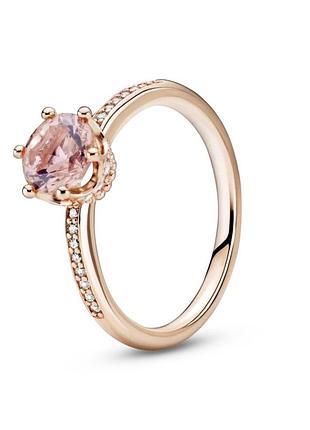 Кольцо pandora с короной и розовым камнем 188289c01 54