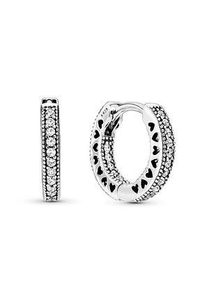 Сережки pandora "серця pandora" 296317cz