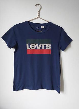 Темно-синя футболка levi's з класичним логотипом, розмір s (оригінал)