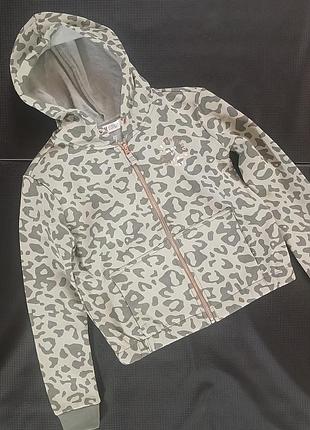 Утепленная толстовка с капюшоном h&amp;m леопард 140, 152, 170 кенгурушка
