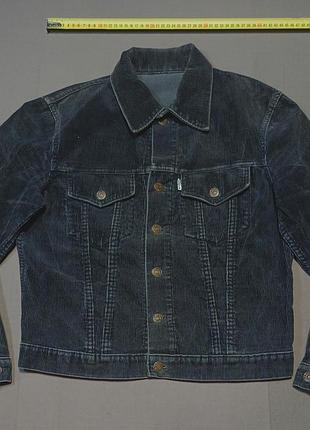 Плечи 45 см vintage 70s levis corduroy trucker jacket white tab 
size  xs-s    куртка вельветова  чорна  made in france  85% cotton 
на гудзику f01