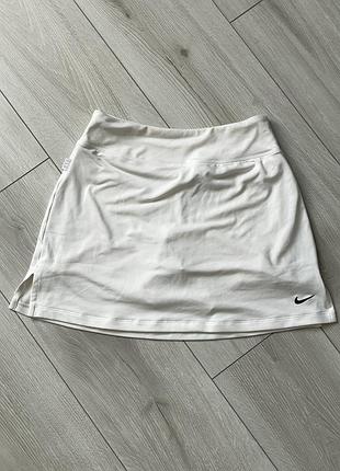 Спортивна тенісна спідниця-шорти nike dri-fit біла xs (оригінал)