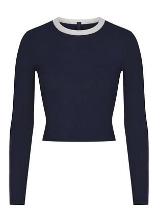 Топ лонг лонгслів skims скімс soft lounge ringer long sleeve crop top