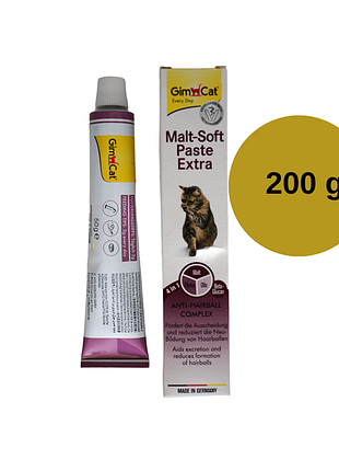 Gimcat malt soft extra 200 г - паста для выведения шерсти из желудка котов