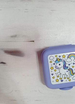 Детский ланч-бокс herevin unicorn пластиковый 5.2х14.4х14.7 см фиолетовый 161457-002-1