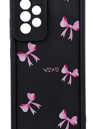 Чехол shock case print для телефона samsung galaxy a52s/ a528 бампер силиконовый черный с рисунком бантики