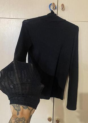 Лонгслів тонкий ультра тонкий павутинка  сітка напівпрозорий прозорий чорний zara m оригінал