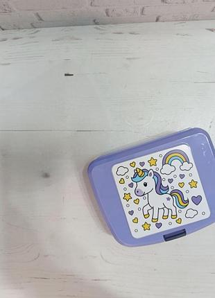 Детский ланч-бокс herevin unicorn пластиковый 7х12х17 см фиолетовый 161457-003-1