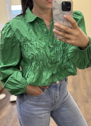 Кроп-сорочка з об'ємними рукавами, topshop 16розмір