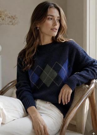 Uniqlo светр з вовни в ромби, джемпер, пуловер