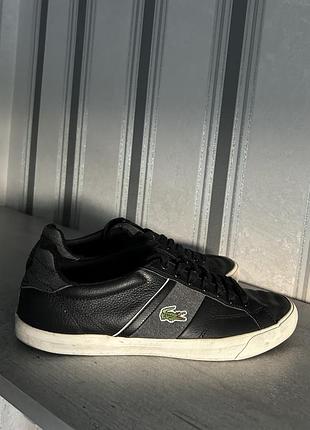 Кеди lacoste шкіряні чорно-сірі, розмір 42