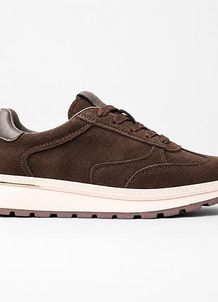 Кеды женские замшевые, коричневые, осенние, материал натуральная замша, размер 36 fw_004369