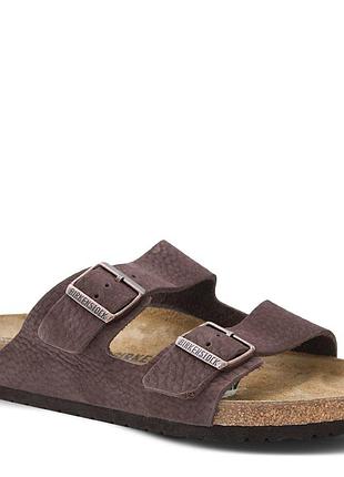 Шкіряні ортопедичні сланці шльопанці birkenstock arizona  nubuck leather